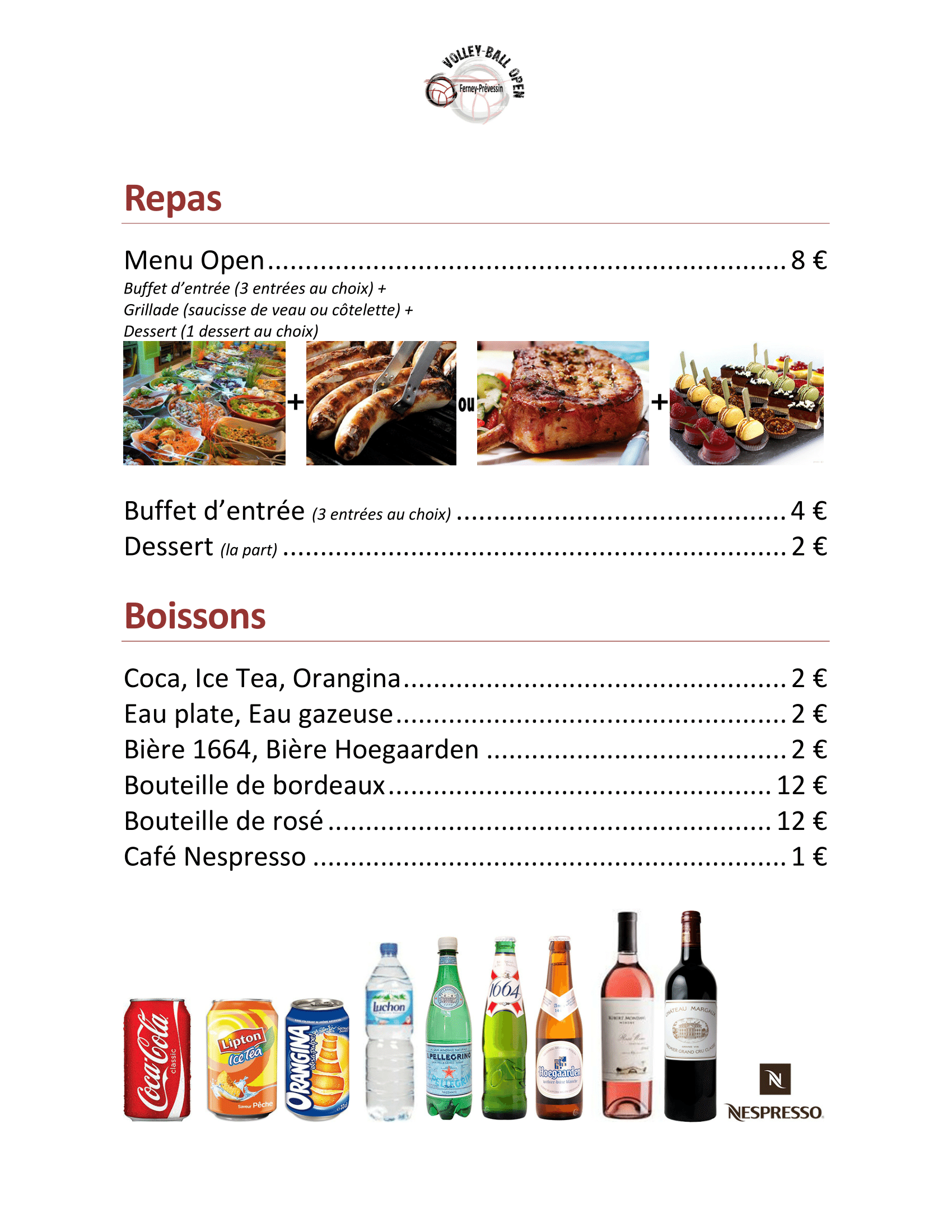 Carte restauration Tournoi Open