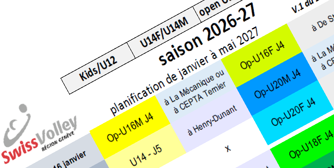 Championnats 2026-2027 – Planning des matchs U12 U14 U16 U18 U20