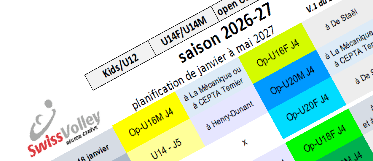 Championnats 2026-2027 – Planning des matchs U12 U14 U16 U18 U20